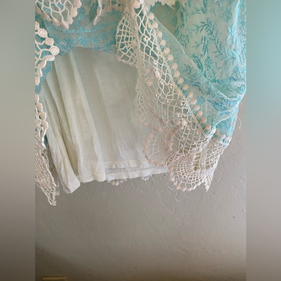 Gypsy 05 Crochet Lace Eyelet Beach Dress Tie Cold Shoulder - Picture 10 of 17